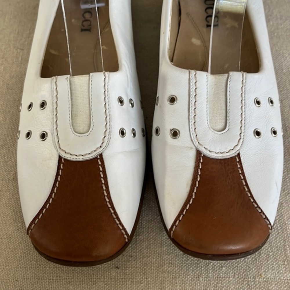 Sesto Meucci White‎ & Brown Leather Loafers Size 8